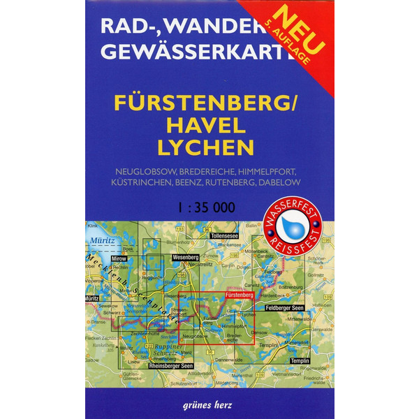 Fürstenberg/Havel, Lychen 1 : 35 000 Rad-, Wander- und Gewässerkarte - Fahrradkarte
