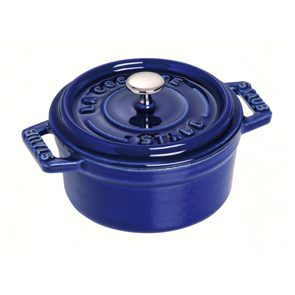 Mini Cocotte 10 cm, rund, Dunkelblau, Gusseisen