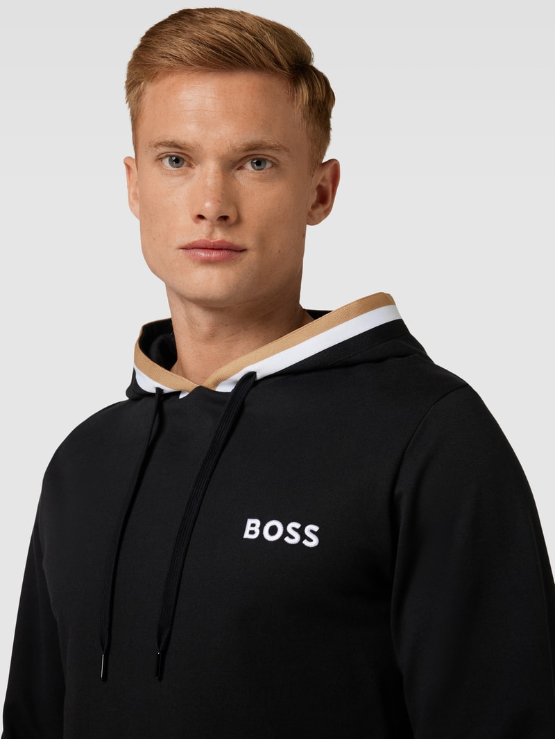 Hoodie mit Label-Stitching Modell 'Iconic' in schwarz