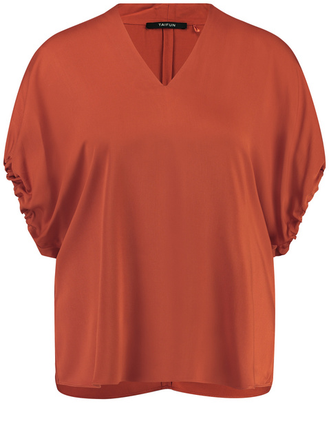 Bluse mit gerafftem Kurzarm