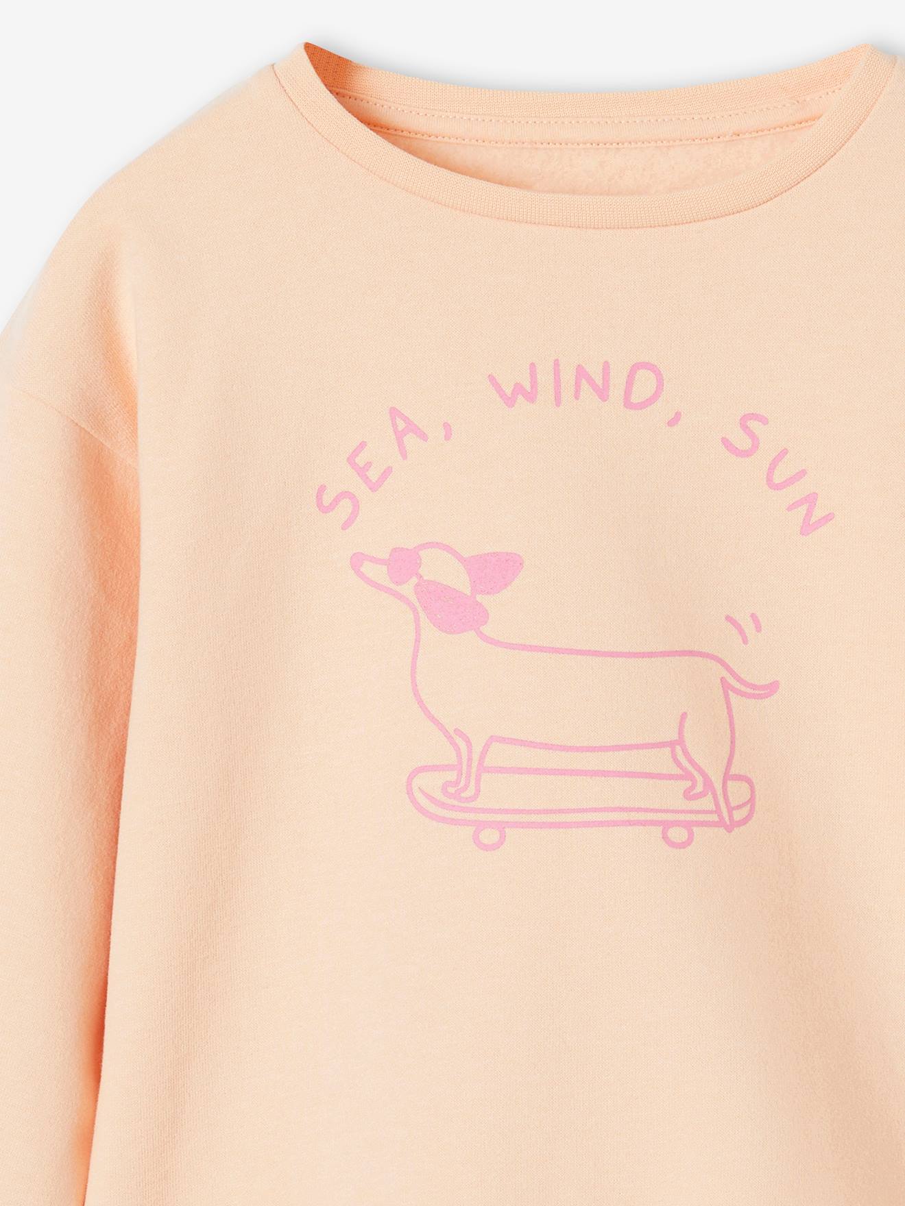 Vertbaudet Mädchen Sweatshirt mit Print Basics Oeko-Tex - grau meliert
