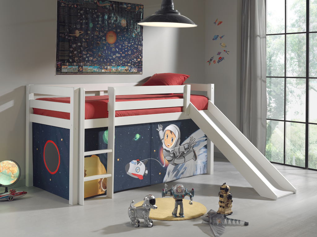 VIPACK Spielbett Pino mit Rutsche und Textilset 