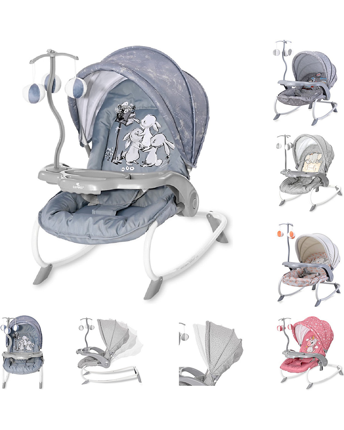 Babywippe DREAM TIME Mobile, Tisch, Sonnendach, verstellbar Babywippen
