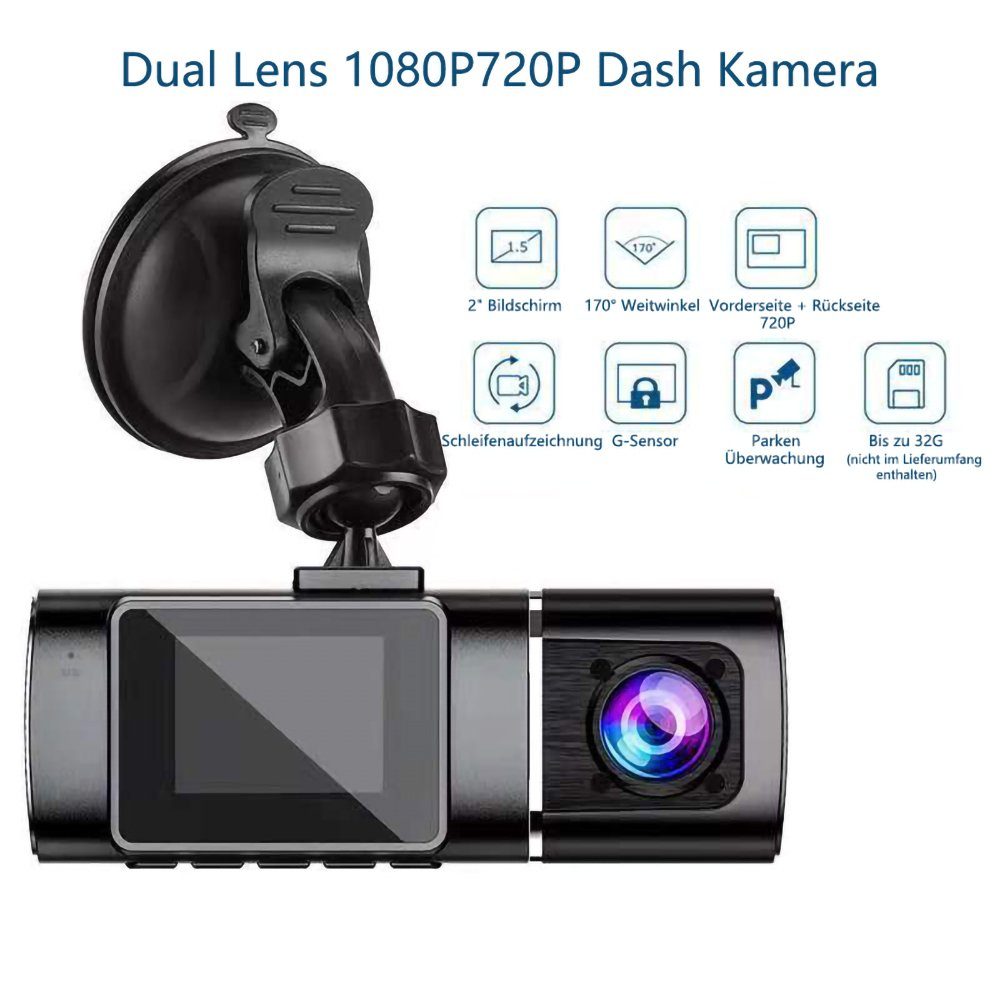 GelldG Dashcam Auto Dual 1080P HD Infrarot Nachtsicht Autokamera Vorne Innen Dashcam