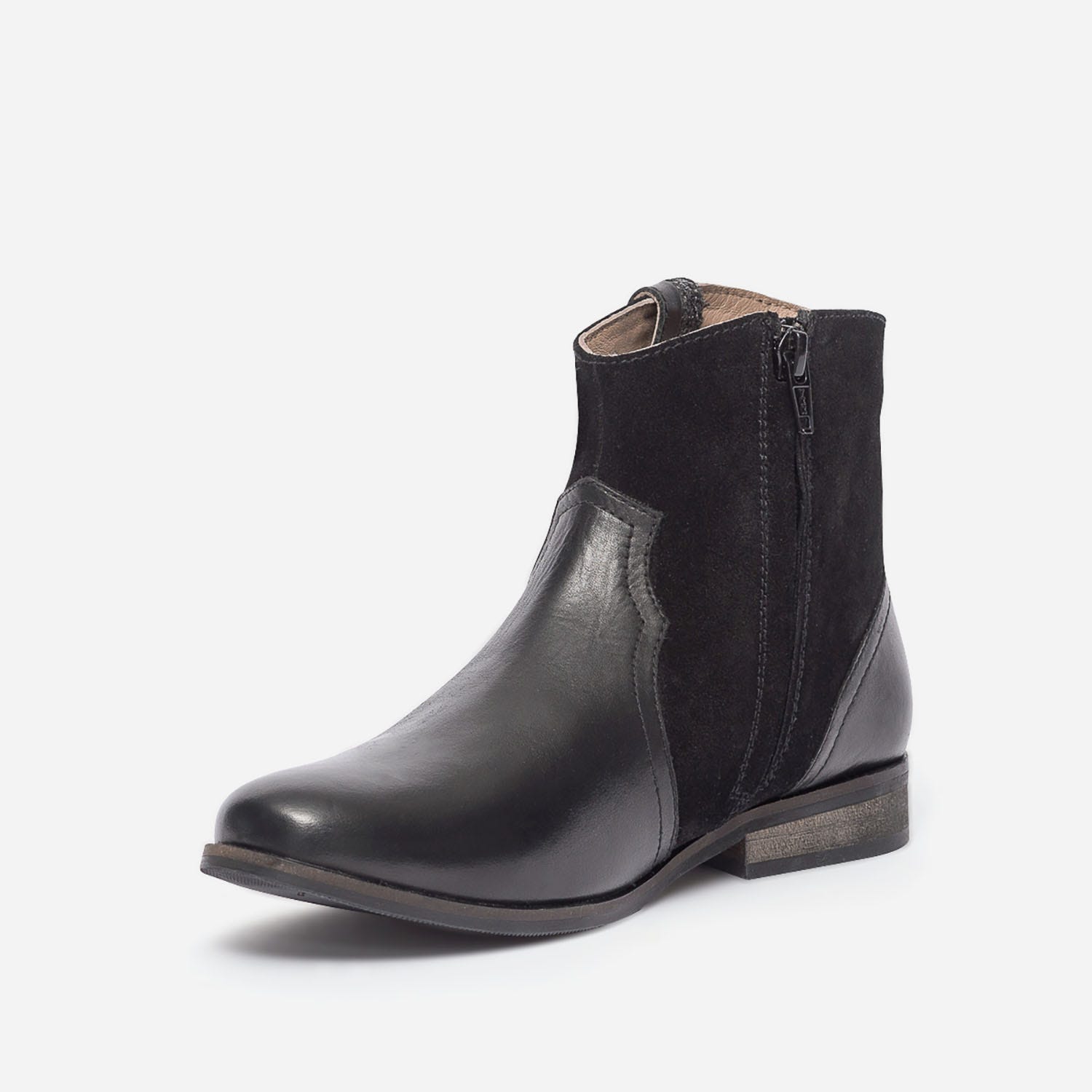 Boots en cuir noir fille