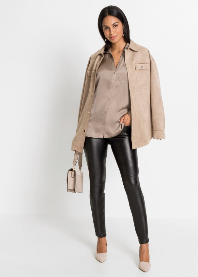 Satin-Longbluse mit recyceltem Polyester