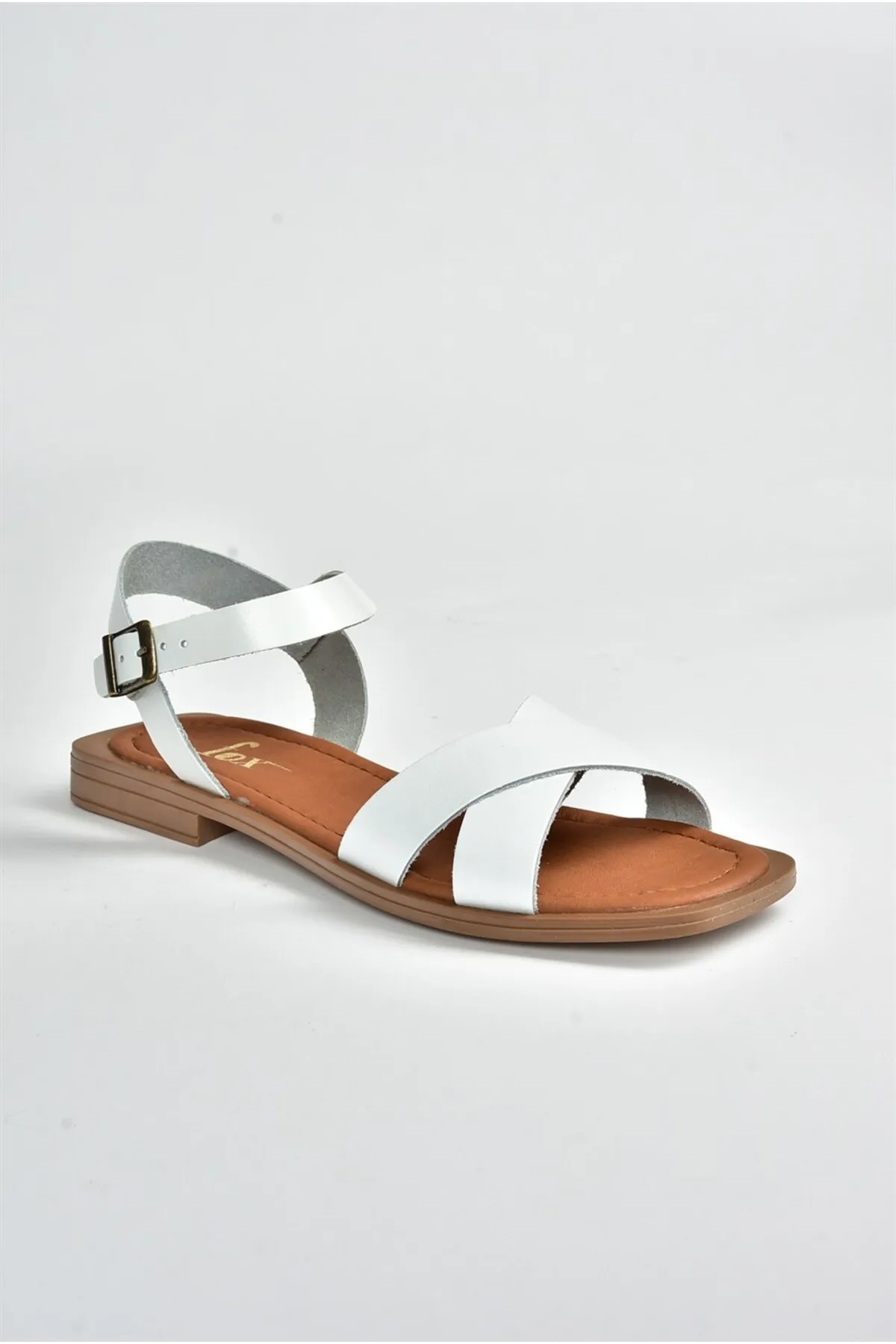 Fox Shoes  Weiße Damen-Sandalen aus echtem Leder mit Kreuzriemen M291041503