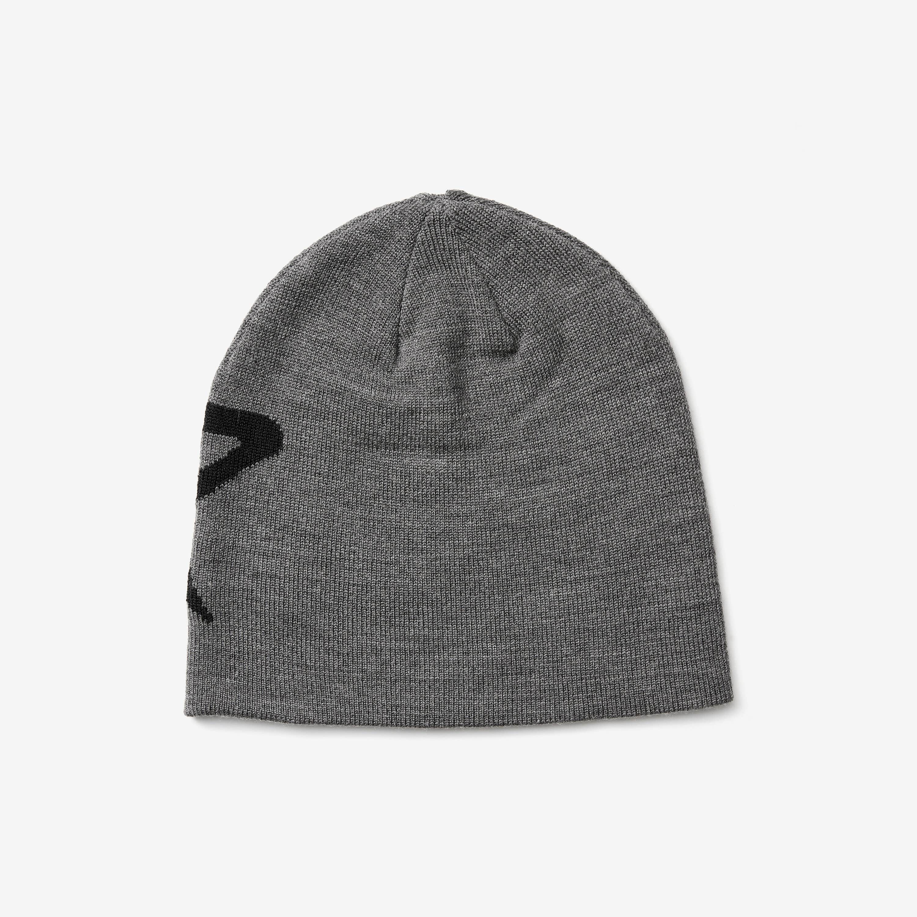 Merino Knitted Logo Beanie Grey melange