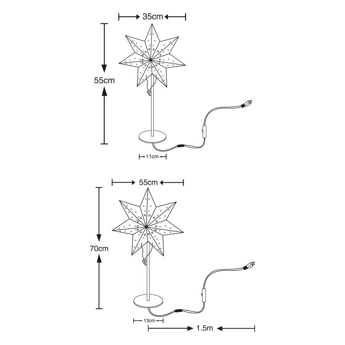 Salcar Papierstern Papierstern LED Beleuchtung Weihnachten Stern Weihnachtsdeko Innen, Weihnachtsdekoration für Wohnzimmer, Schlafzimmer, Fenster, 55cm