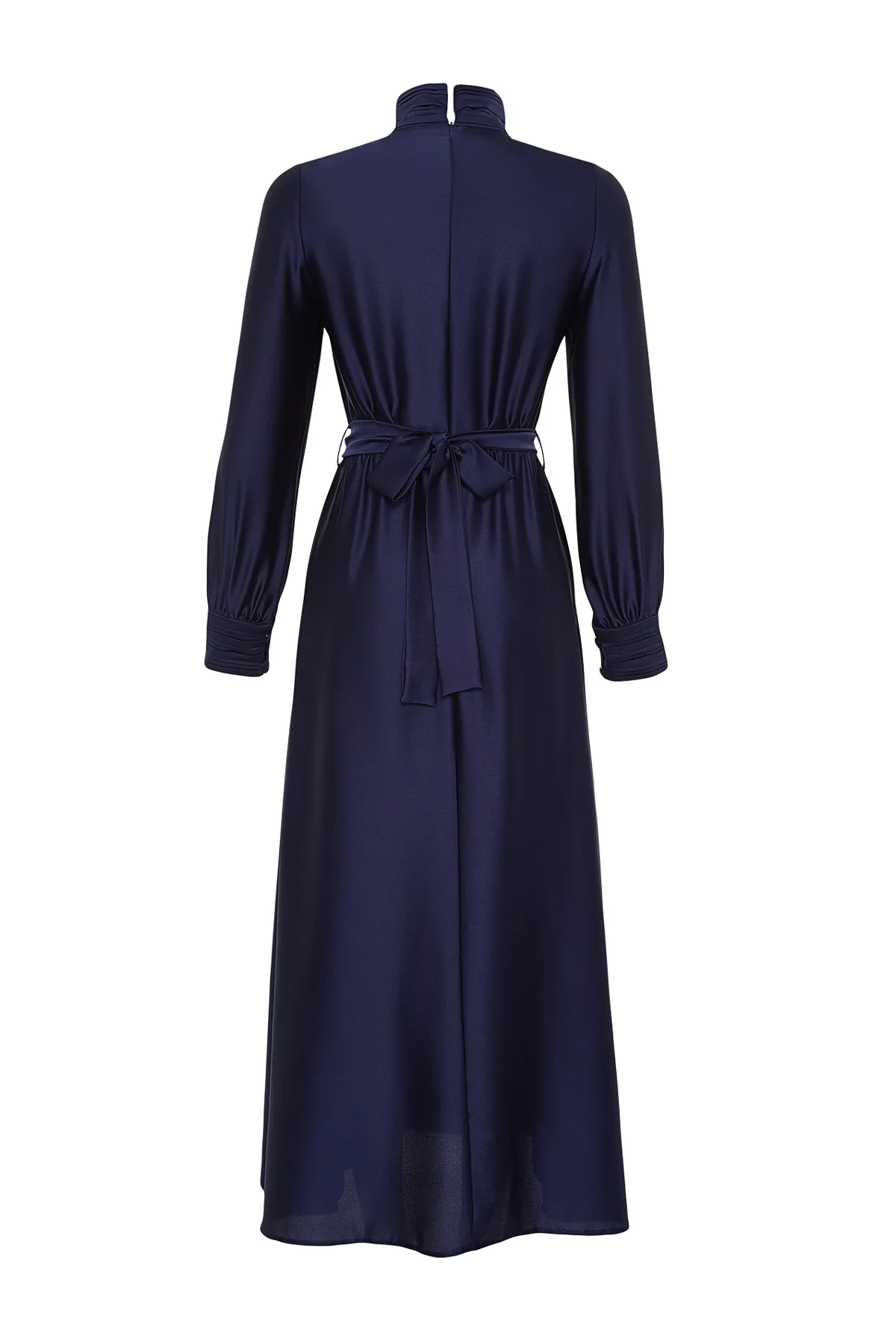 Trendyol Modest  TCTSS22EB0142 Marineblaues Satin-Fitted Bubble-Leinwandgewebe