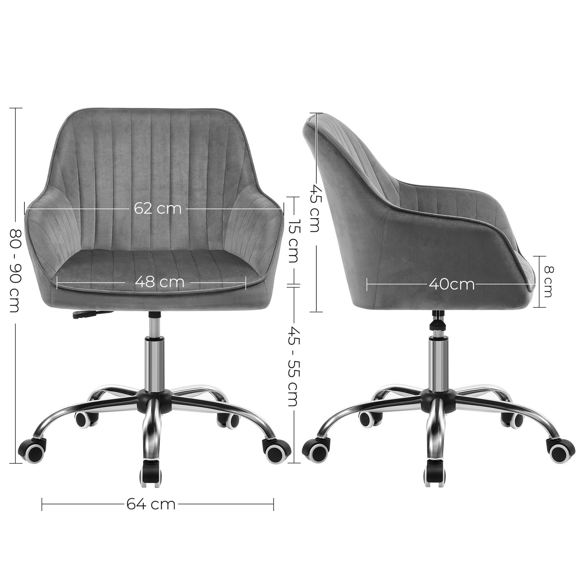 SONGMICS Bürostuhl, atmungsaktiv, Samt, Home-Office