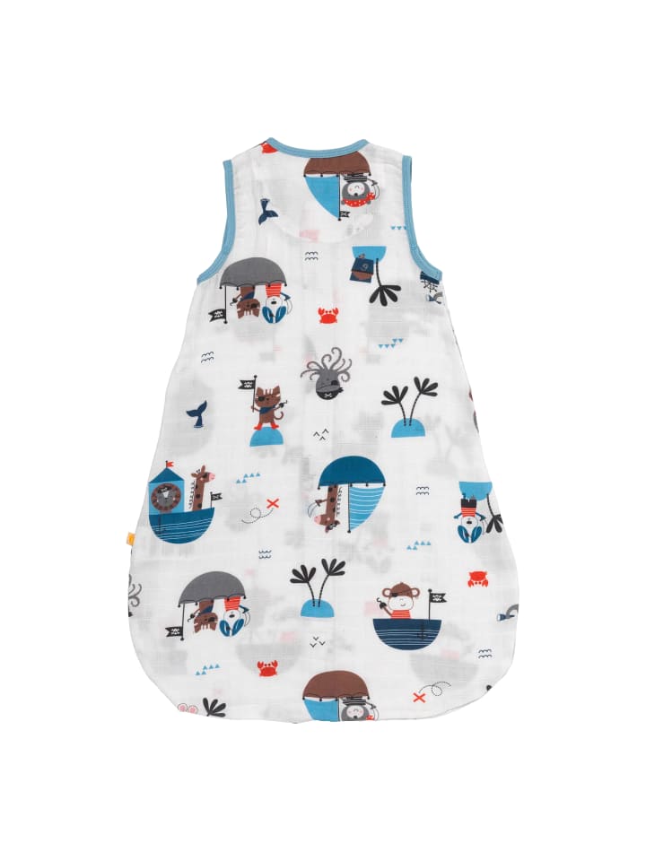 Schlummersack Musselin Babyschlafsack, 0.5 TOG in Hellblau-Rot günstig kaufen