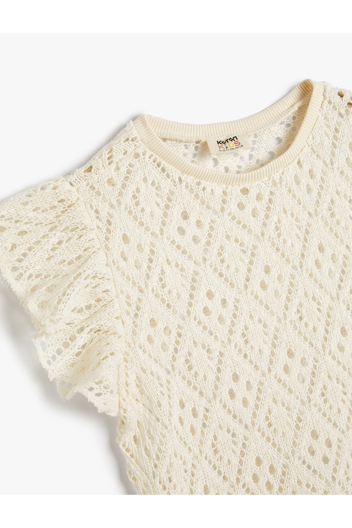 Koton  Durchbrochenes, kurzes T-Shirt ohne Ärmel mit Rüschendetails