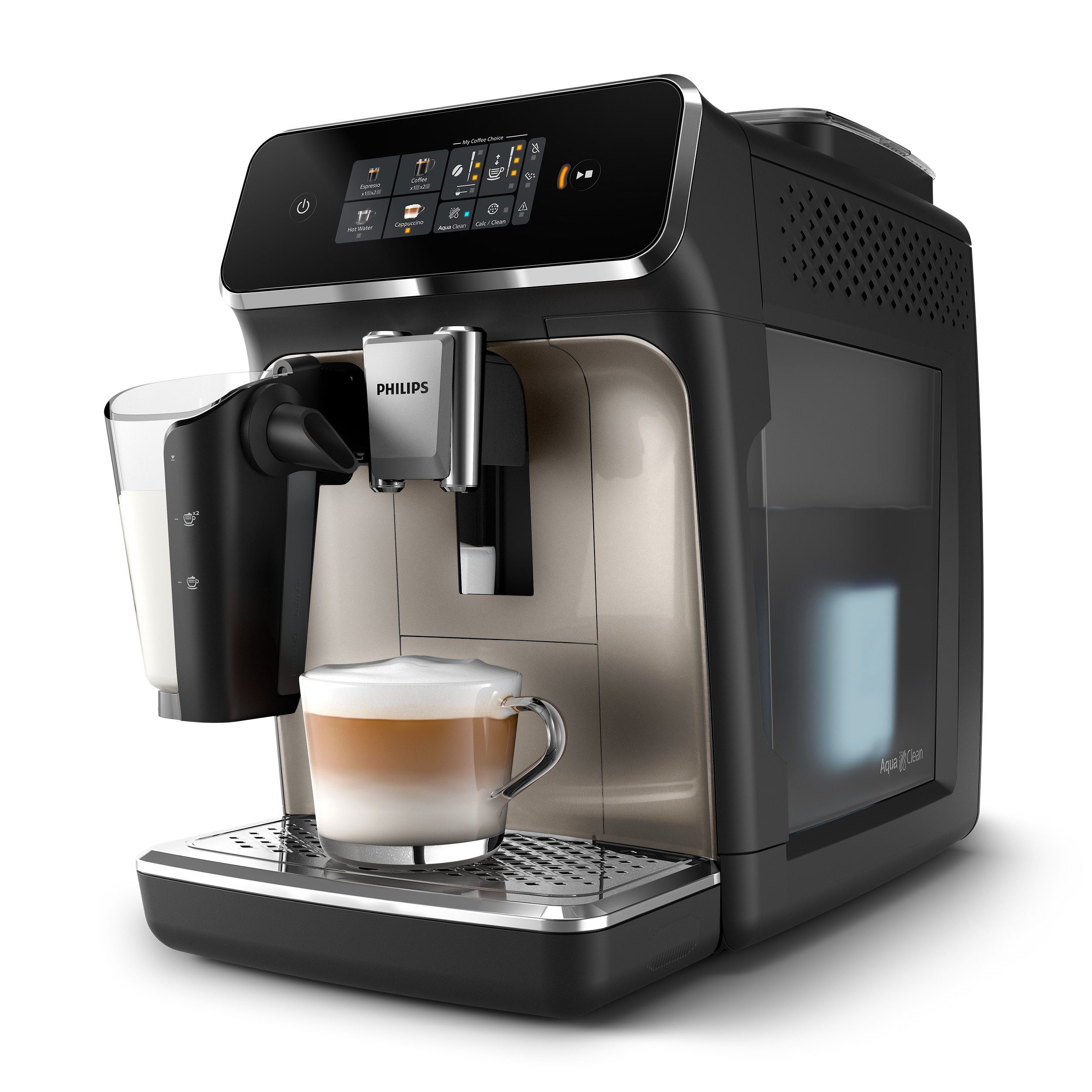 Philips Kaffeevollautomat EP2336/40 2300 Series, 4 Kaffeespezialitäten, mit LatteGo-Milchsystem, Schwarz verchromt