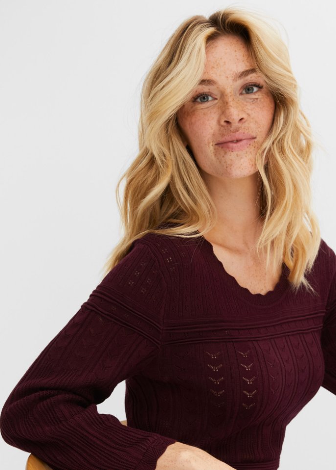 Strickkleid mit Ajourmuster und nachhaltiger Viskose