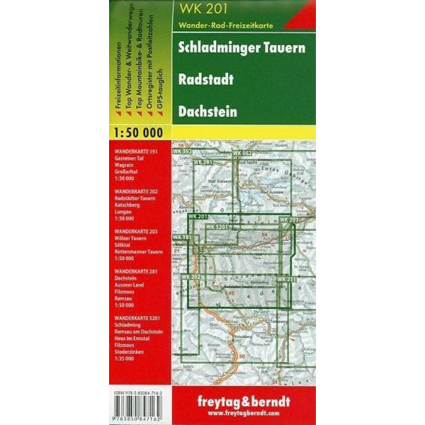 Schladminger Tauern. Radstadt. Dachstein 1 : 50 000. WK 201 - Wanderkarte