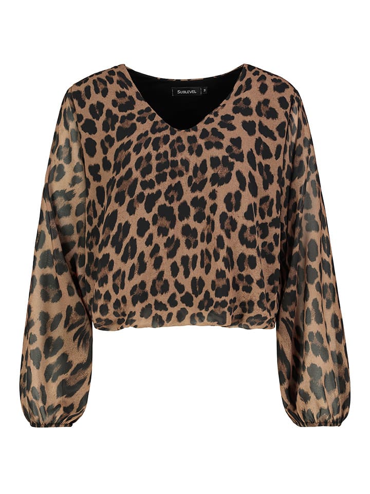 Sublevel Bluse in Hellbraun/ Schwarz günstig kaufen