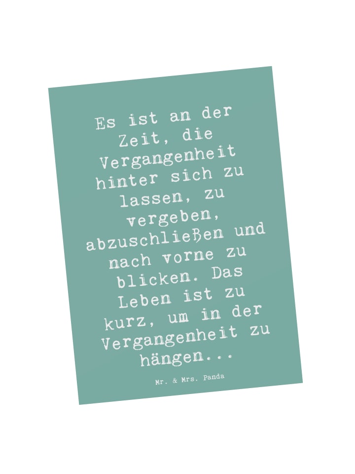 Mr. & Mrs. Panda Postkarte Spruch Vergebung und Zukunft mit Spruch in Meeresbrise günstig kaufen onesize