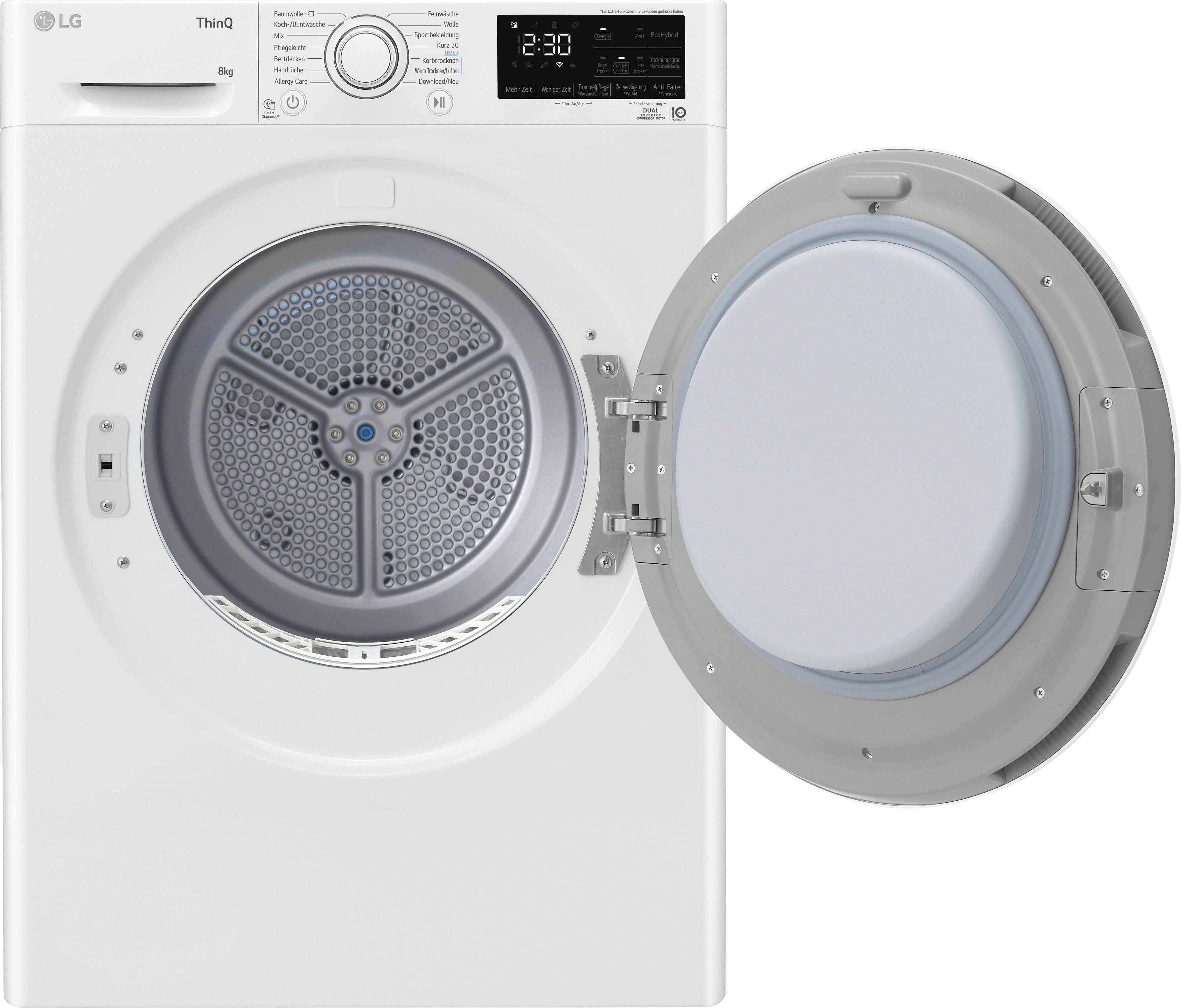 LG Wärmepumpentrockner V3RT8N, 8 kg, Allergy Care: Reduziert Allergene
