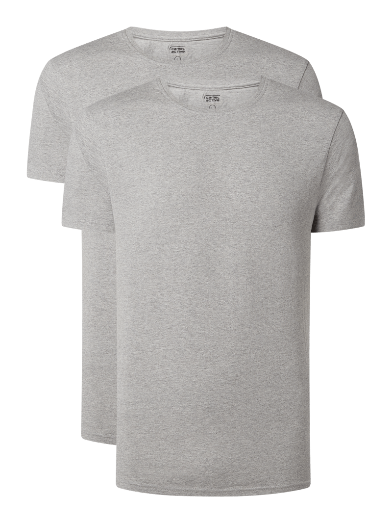 T-Shirt aus Baumwolle im 2er-Pack in mittelgrau meliert