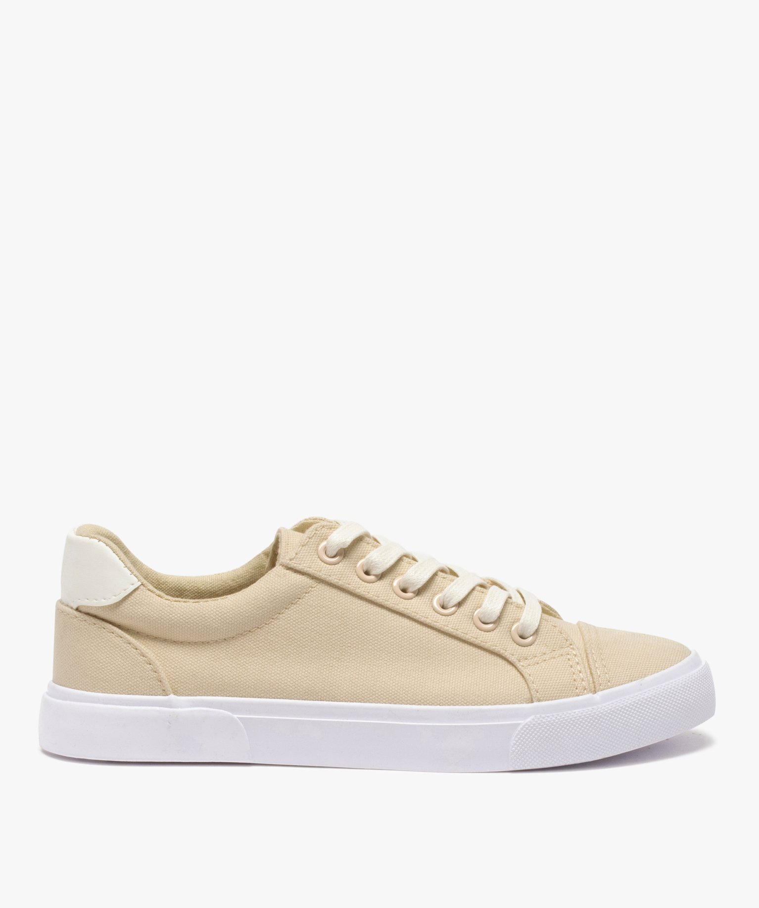 Baskets femme en toile unie à bout renforcé beige | GEMO