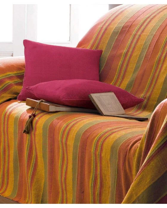 Lot de 2 housses de coussin unies et rayées
