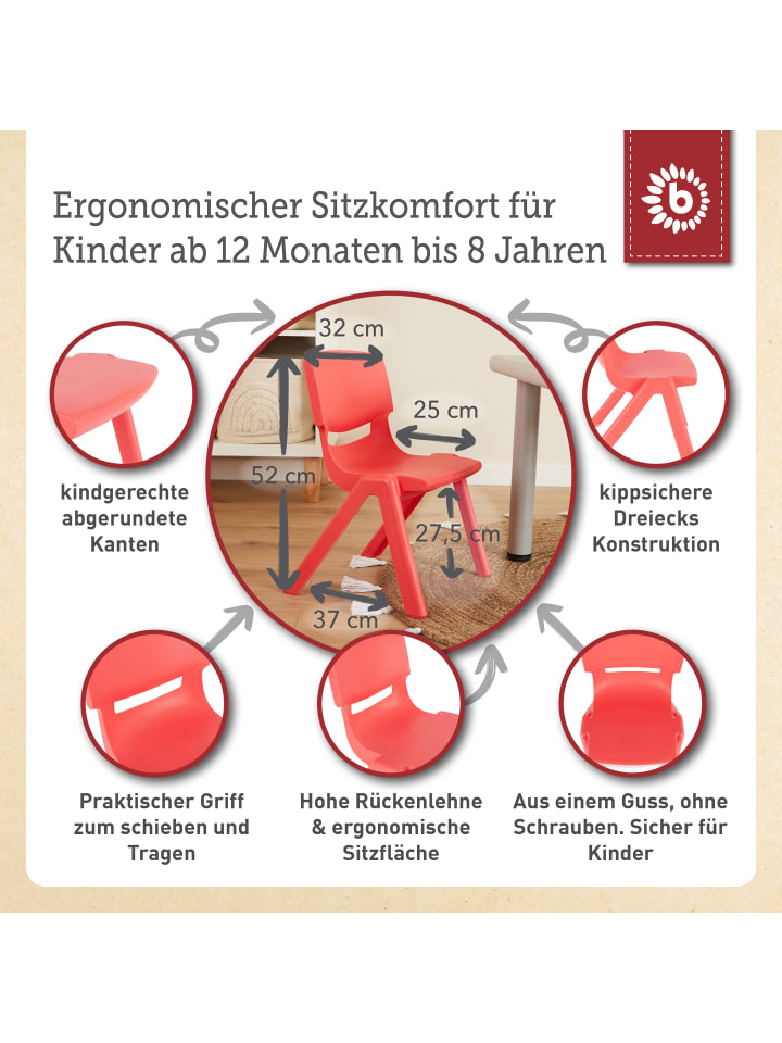 Bieco Spielwaren Kinderstuhl bis 80 kg belastbar in Rot günstig kaufen onesize