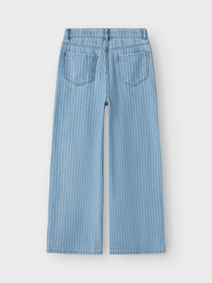 name it Gestreifte Jeanshose mit weitem Bein und geradem Oversized Look in Hellblau günstig kaufen