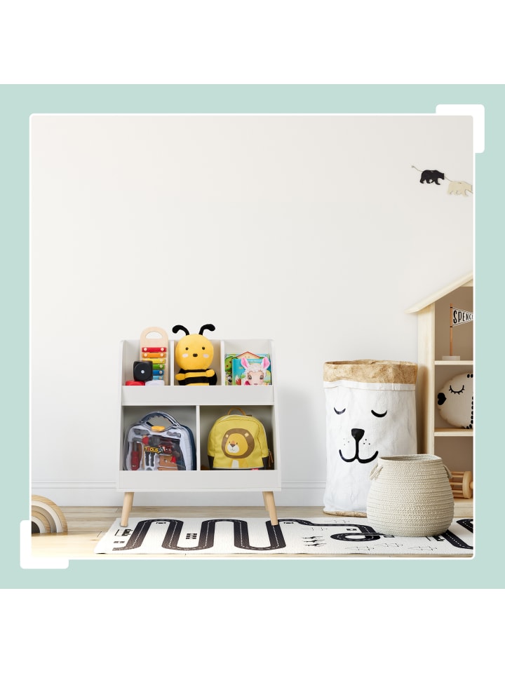 relaxdays Kinderregal in Weiß/ Natur - (B)60 x (H)66 x (T)30 cm günstig kaufen onesize