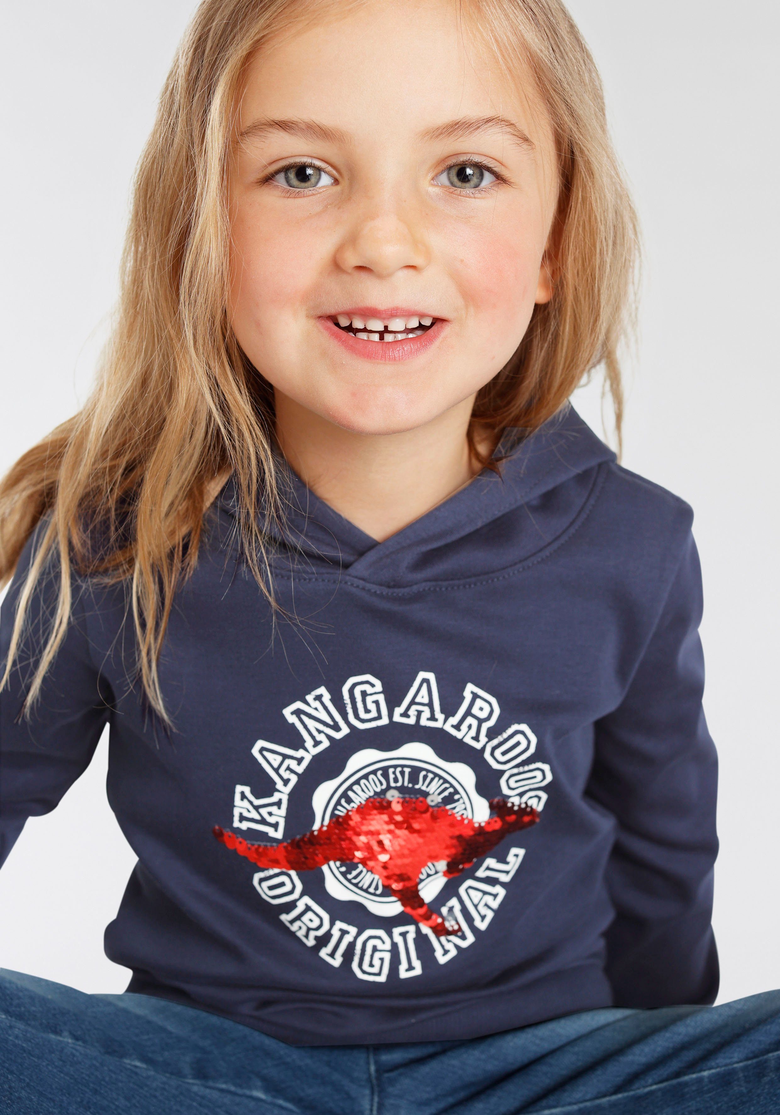 KangaROOS Kapuzensweatshirt aus Interlock-Material mit Wendepailletten