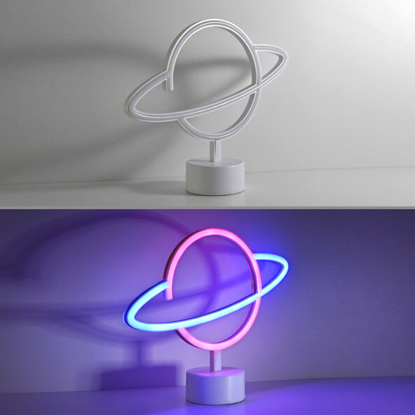 LED-Neon-Tischleuchte Saturn, 2er Set