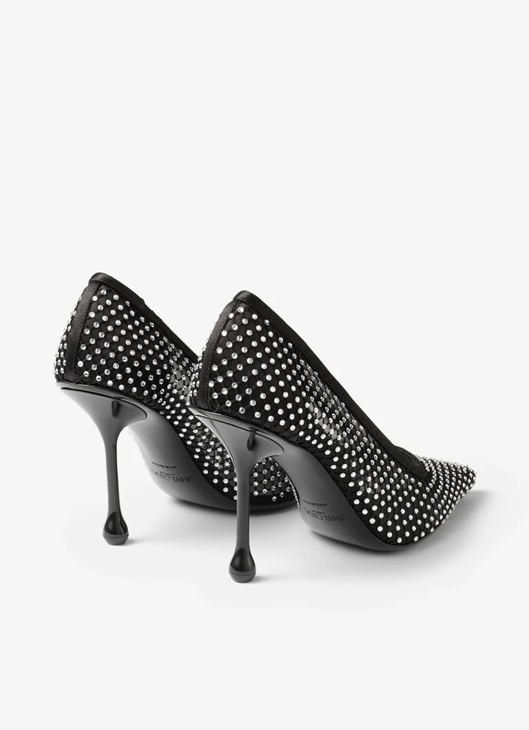 Jimmy Choo Ixia 95 pump made of mesh with rhinestones