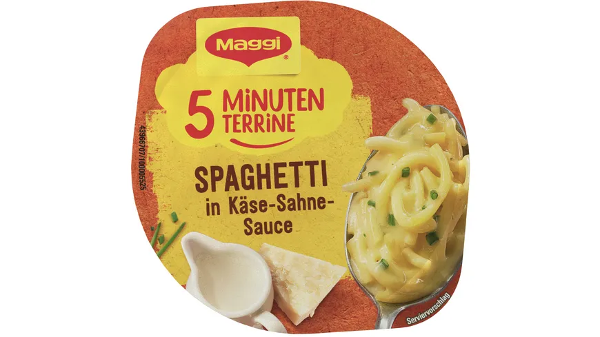 MAGGI 5 Minuten Terrine Spaghetti in Käse-Sahne-Sauce 62 g