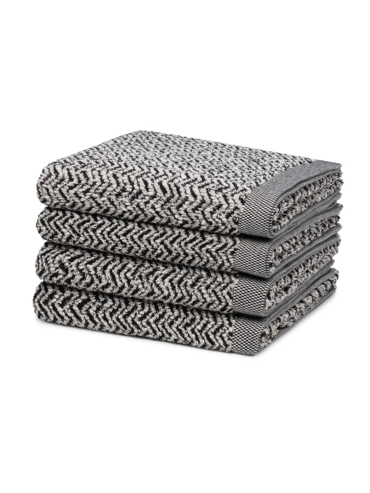 Möve 4 X Handtuch - im Set Brooklyn Fischgrat in Nature/Black günstig kaufen 50 x 100 cm