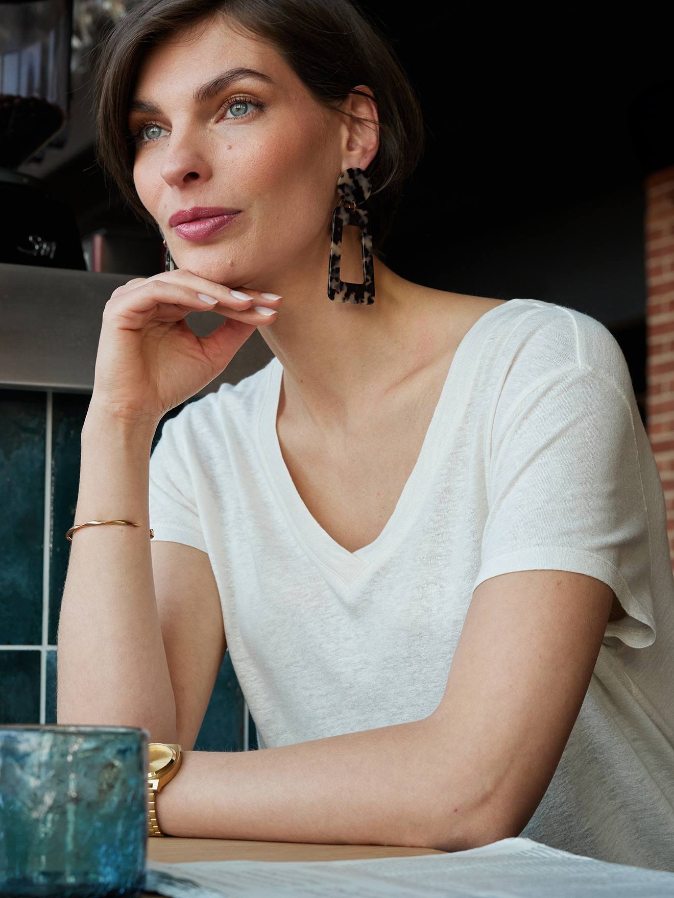 Envie de Fraise Umstands-Shirt mit V-Ausschnitt ENVIE DE FRAISE - karamell