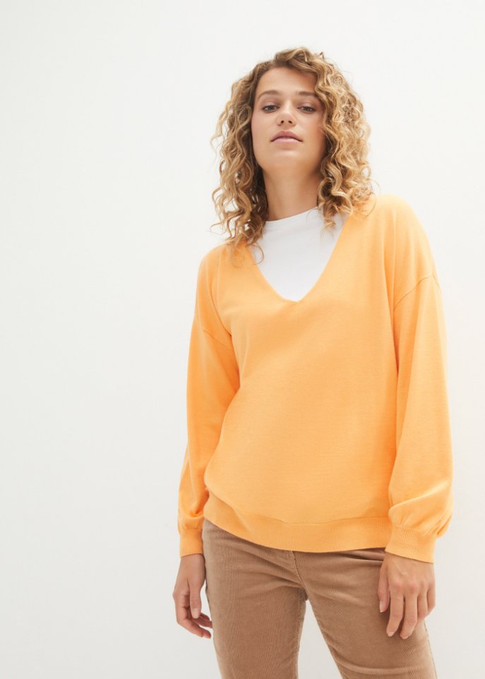 Oversize-Pullover mit tiefem V-Ausschnitt