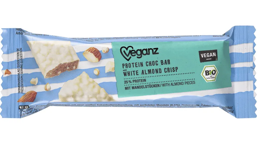 Veganz Bio Protein Choc Bar White Almond Crisp 50 g