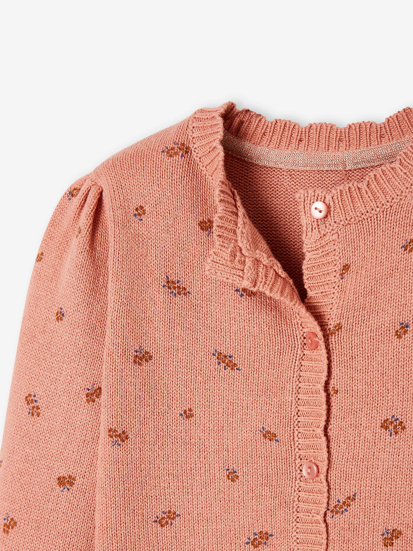 Vertbaudet Mädchen Strickjacke Oeko-Tex - weiß bedruckt