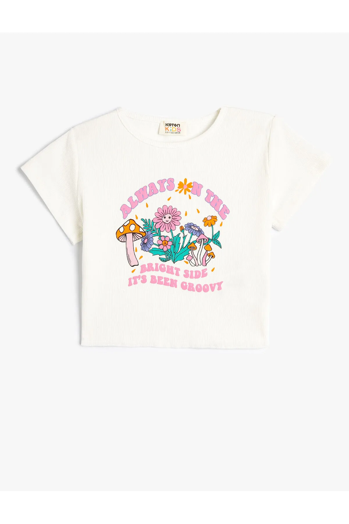Koton  Kurzärmliges, kurzärmliges T-Shirt aus Baumwolle mit Blumenmuster