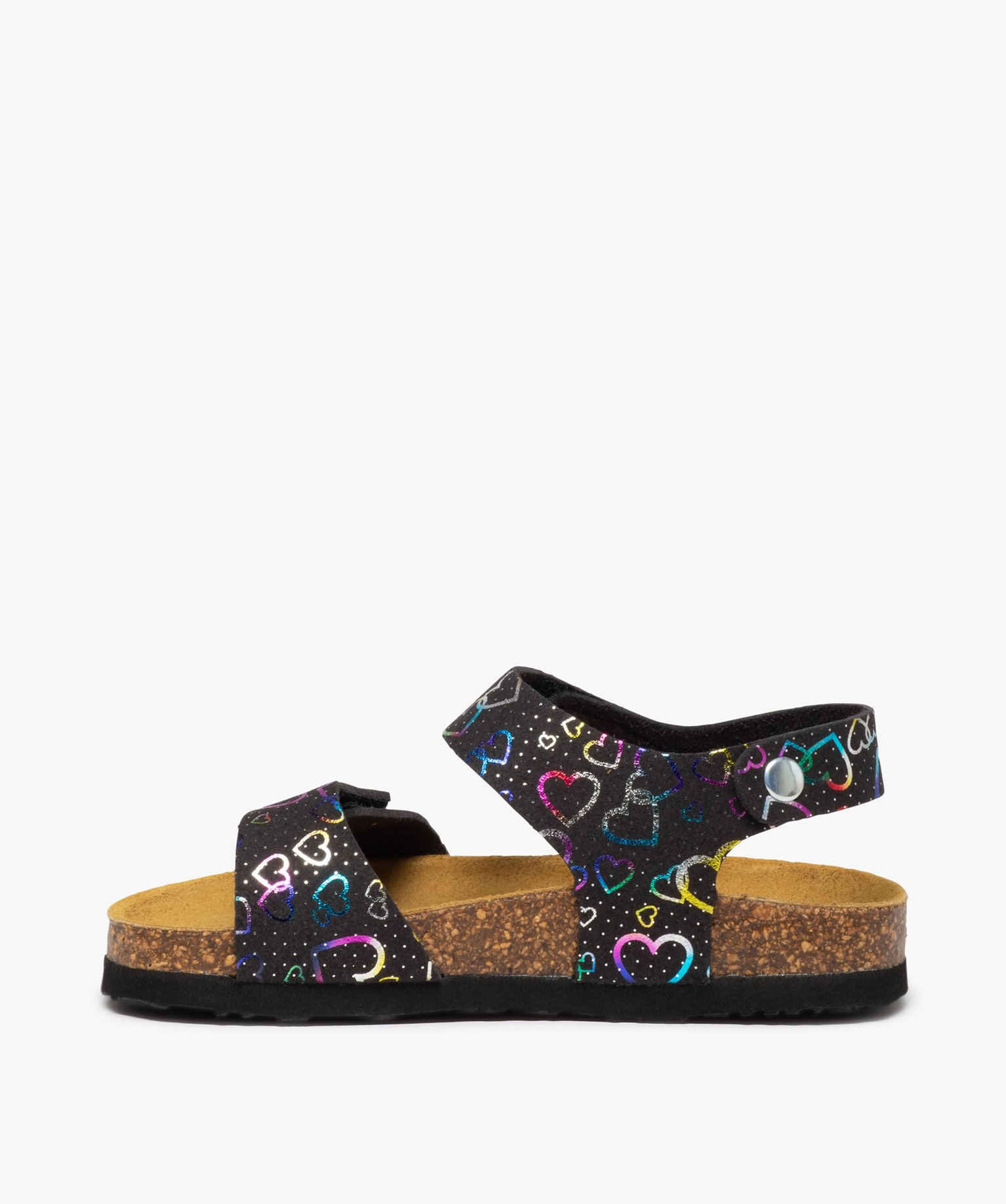 Sandales fille à brides scratch colorées et semelle liège noir | GEMO