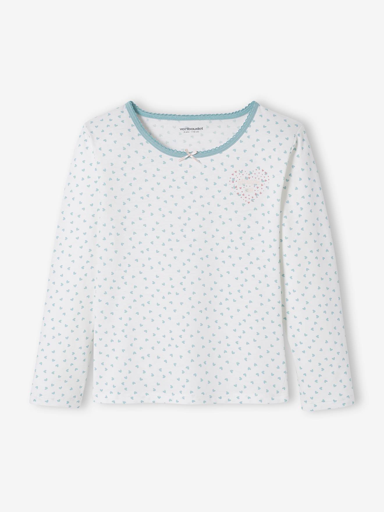 Lot de 2 T-shirts coeurs manches longues fille lot ivoire