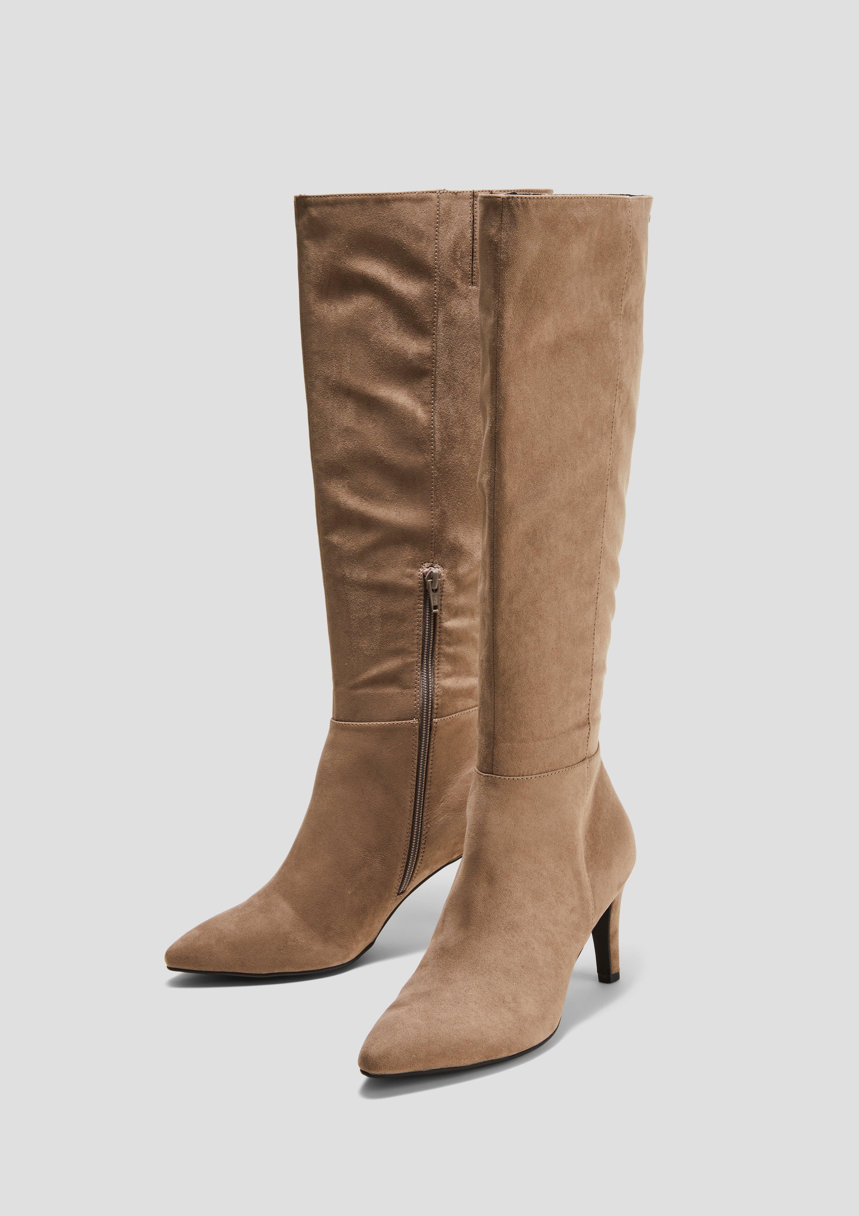 Lange Stiefel in Veloursleder-Optik  6008549-341