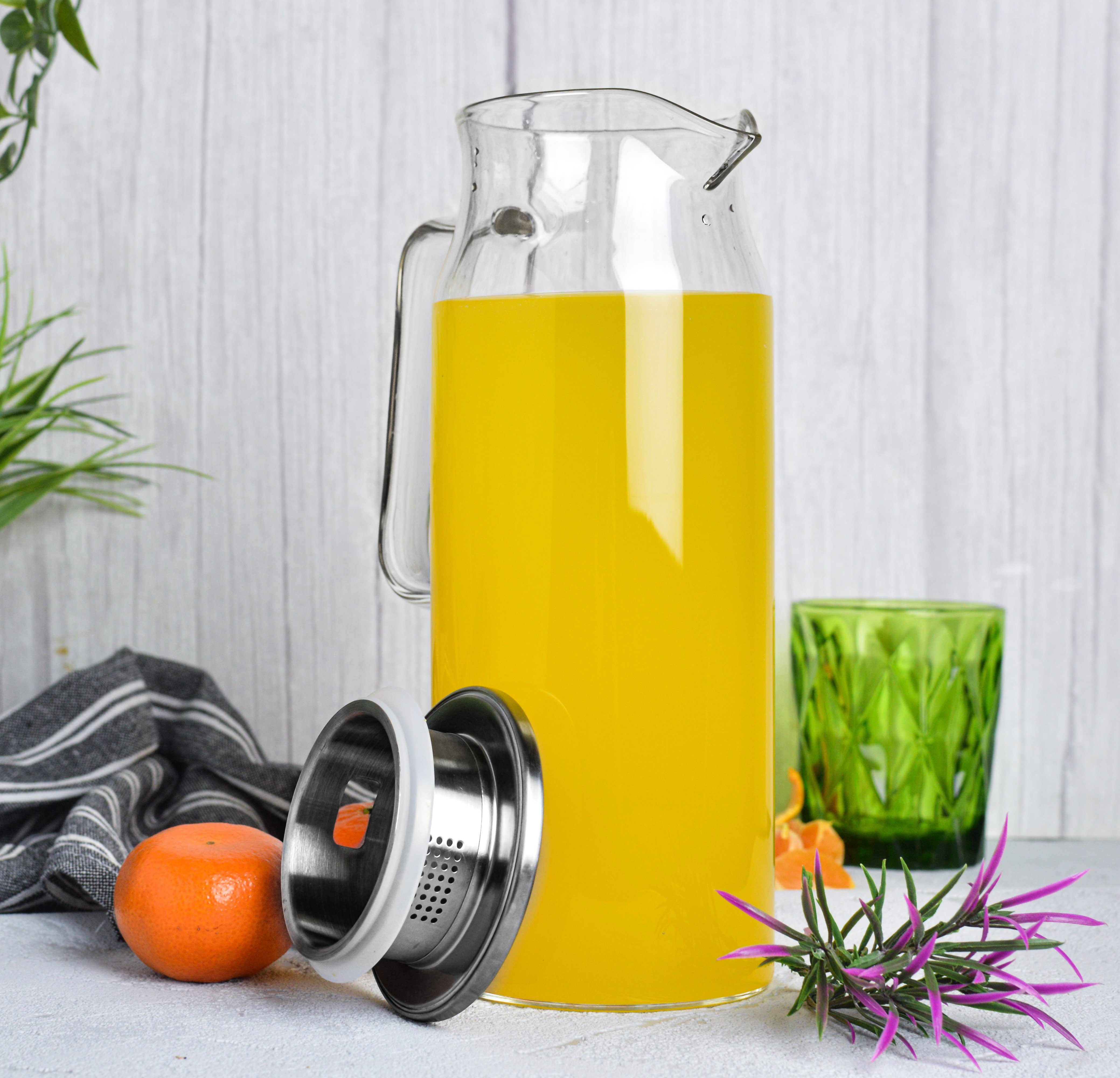 Sendez Wasserkaraffe Glaskaraffe 1,5L mit Edelstahl Filter Wasserkrug Glaskrug Saftkaraffe