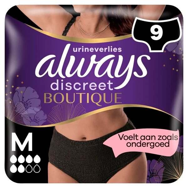 Always Discreet Boutique Inkontinencia Póló Orvosi Eszköz - Fekete, M-es méret, 6 darabos