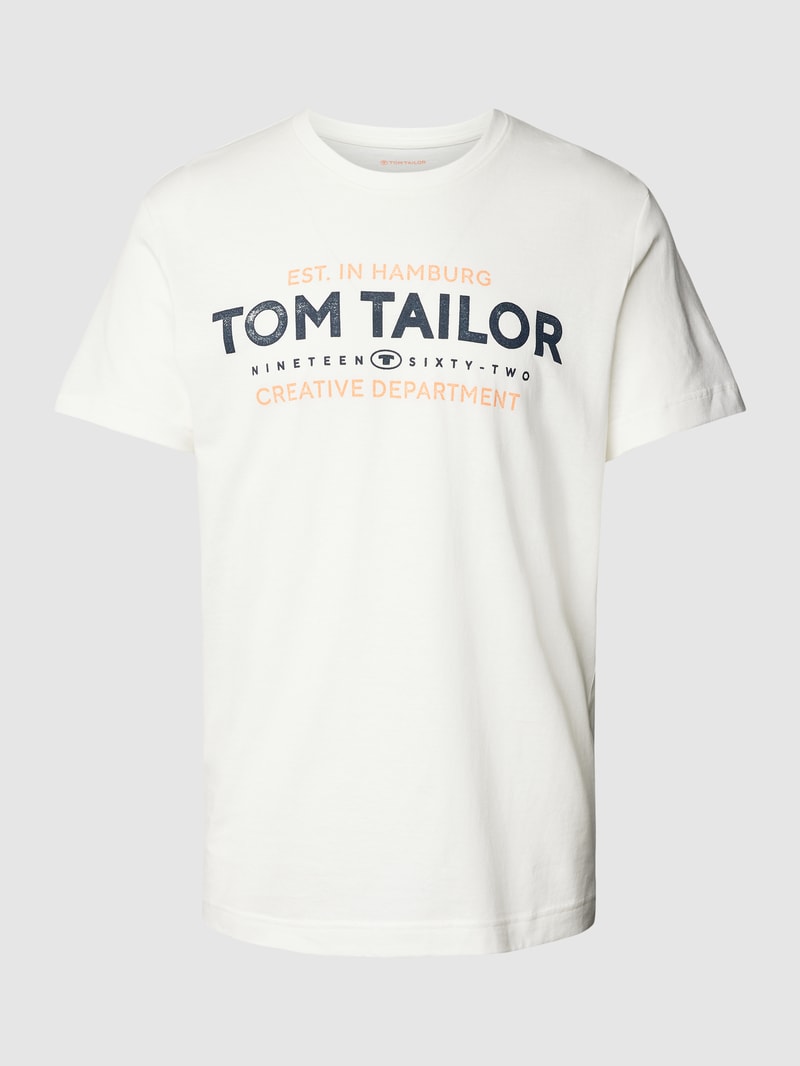 T-Shirt mit Label-Print in offwhite