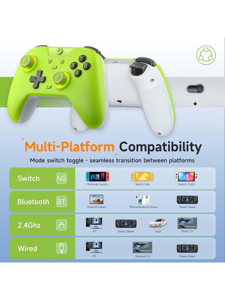 Almina EasySMX X05 Controller PC mit 7 Farbe RGB Licht Hall Triggers Grün in Weiß günstig kaufen onesize