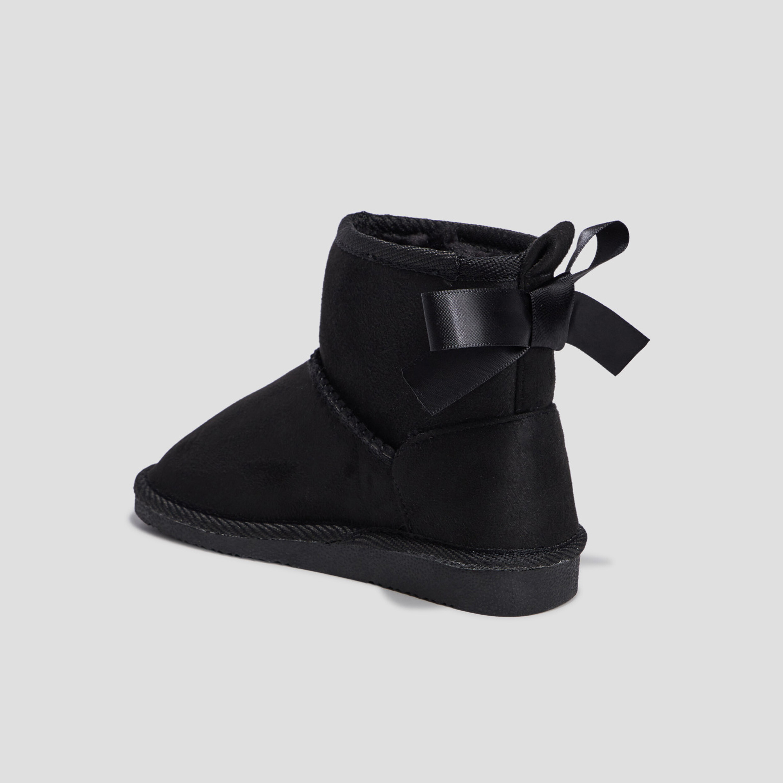 Bottines fourrées avec noeud noir fille | La Halle