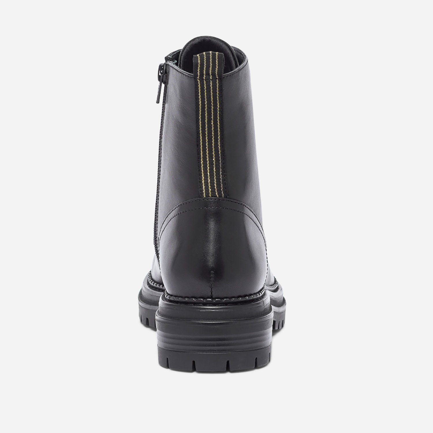Bottine noire en cuir à galon rayé