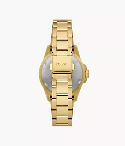 Fossil Uhr Fossil Blue Dive 3-Zeiger-Werk Edelstahl goldfarben