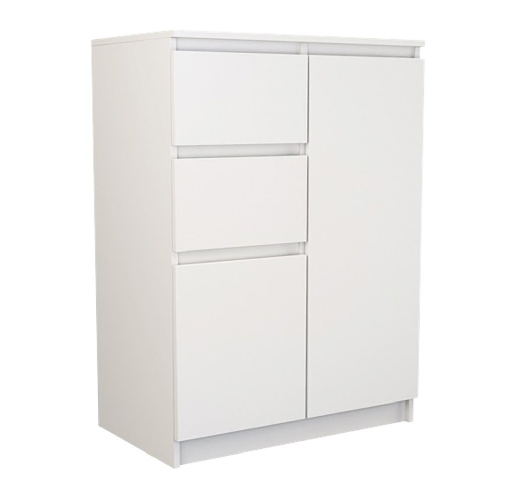 Home Collective Kommode schmal in weiß, Highboard Sideboard Mehrzweckschrank Schrank, mit 2 Schubladen und 2 Türen 70x97x40 cm (B/H/T)